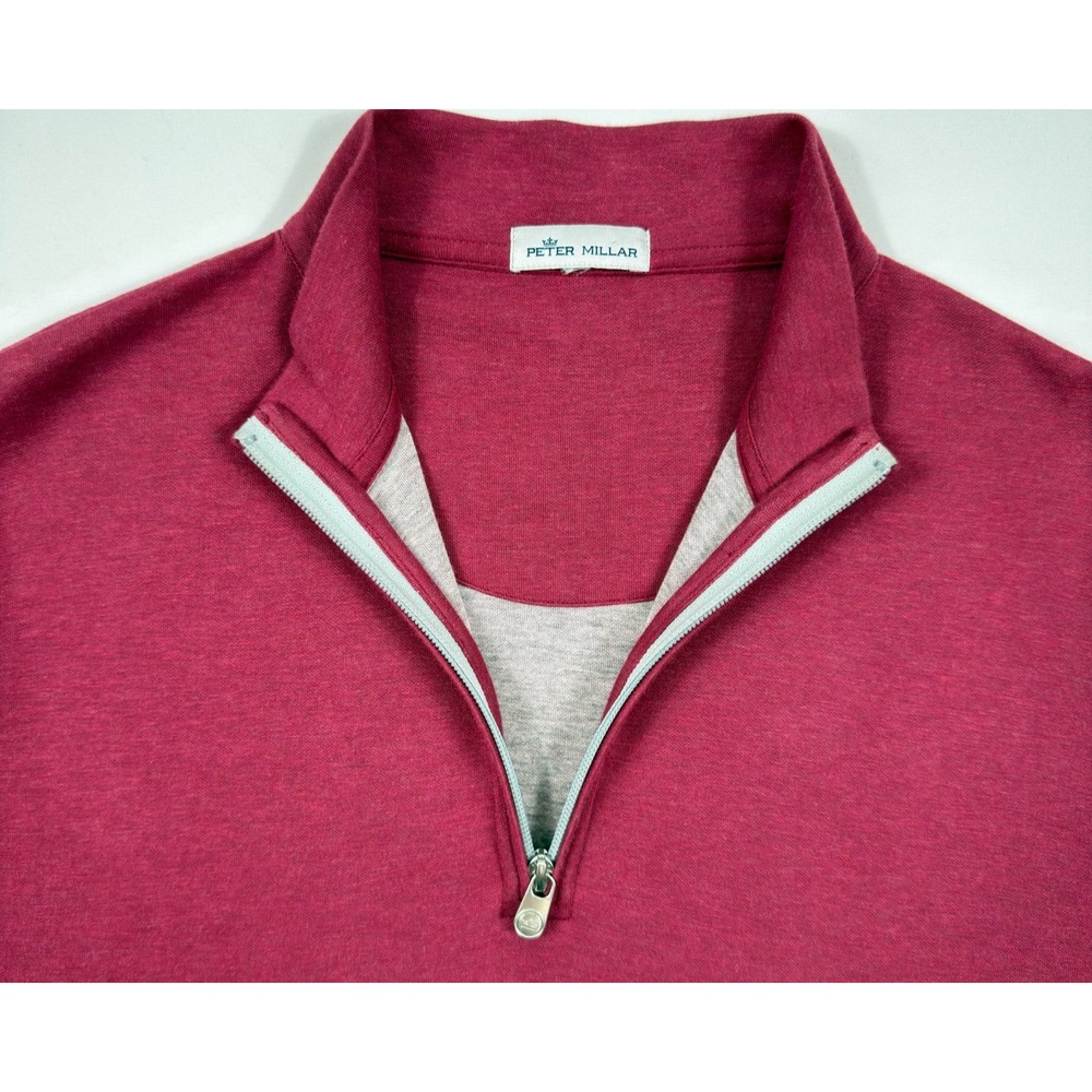 Peter Millar Crown Comfort Interlock Mens L Quarter Zip Pullover Red MF20K40